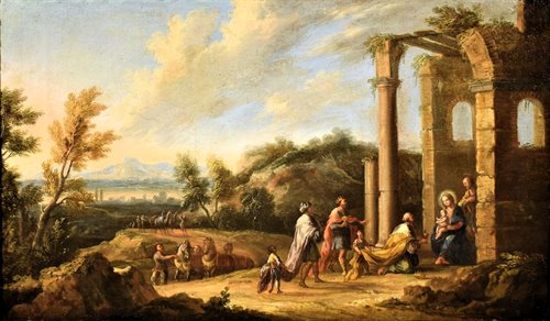 Paesaggio arcadico con Adorazione dei Magi